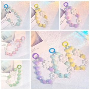 KEYOOL Plastic Phone Charm Heart Shape Flower Shape Bag Pendant Fashion Colorful Bead Earbud Decor Bag Accessory