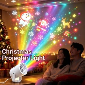 MQU19 360 Degree Rotating Christmas Projector Light Adjustable Stand USB Powered Ocean LED Projector Romantic Ocean-Themed Night Light Bedroom