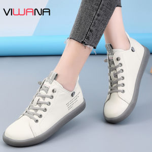 VIWANA Fashion Boots For Women Leather High Cut Shoes Lace Up Black Ankle Boots Korean Style Flat Shoes Platform Boots