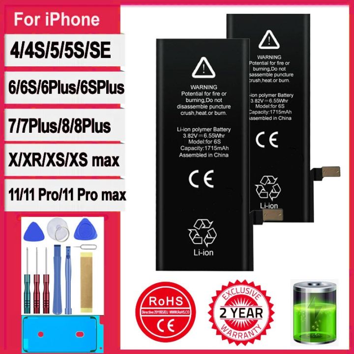 BATTERY FOR IPHONE 4 5 5C 5S SE 6 6S 7 8 PLUS X XR XS 11 12 13 14 PRO MAX MINI - - Pièces et Outils