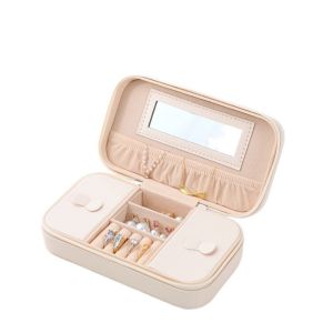 YRNGJ PU Jewelry Box Double Layer Solid Color Jewelry Display Box Portable Large Capacity Travel Jewelry Case for Home