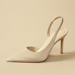 [Free Shipping] Simple Pointed-Toe Stiletto High Heels For Women Spring 2026 New Collection Suede Slip-On Closed-Toe Sandals