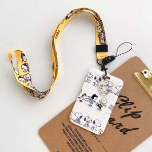 SEEMAY Girls Meal Card Bank Card Credit ID Card Card Case Lanyard Cartoon Card Cover Snoopy Card Holder