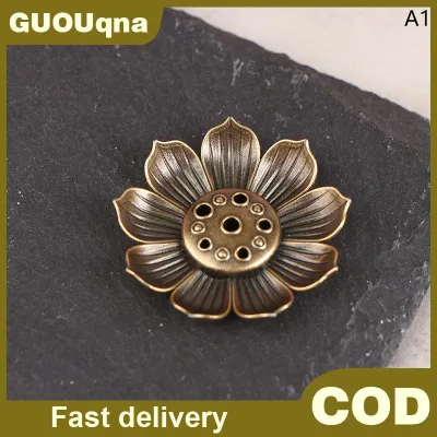 GUOUqna 1PC hợp Kim Hương Burner Stick chủ tấm Phật Giáo sen Lư Hương Đồng nasturtium