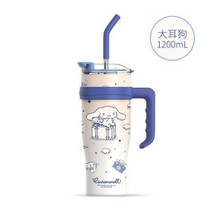 🔥SG LOCAL STOCK🔥1200ml Sanrio Portable Tumbler With Handle Stainless Steel Thermos Flask Cartoon Characters Insulated Va