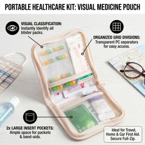 Medicine Storage Bag Portable Medicine Bag Standing Travel Essential Medicine Organizer