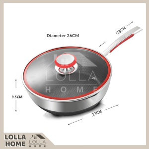 Kuali Masak 316 Stainless Steel Non Stick Frying Pan Non-stick Wok 26/28/30/32/34 cm Kuali PFOA Free Honeycomb Double Full Screen Pan Coating Wok