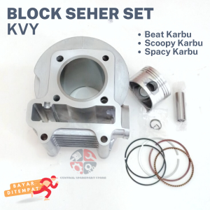 1 SET BLOK SEHER KOMPLIT BEAT KARBU / SCOOPY KARBU / SPACY KARBU KALBURATOR / BLOK SEHER KVY / BLOCK BLOK MESIN BEAT SATU SET / MESIN BLOK BEAT LAMA / TANGAN PISTON BEAT INJEKSI / PISTON KIT BEAT KARBU / POSTON PISTON RING SEHER