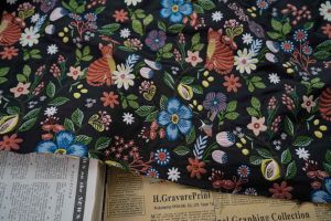 ผ้าแจ็คการ์ดลายดอกไม้ลายนูนรูปแมวสีดำคลาสสิกวัสดุหนาสำหรับเสื้อผ้าผู้หญิงและกระเป๋าถือสิ่งทอ