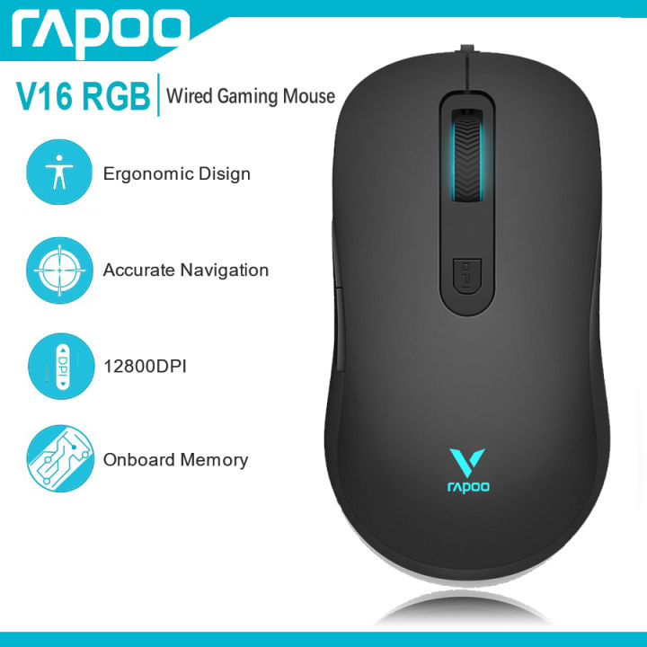 Rapoo V16RGB Optical Gaming Wired Mouse With 12800 Adjustable DPI