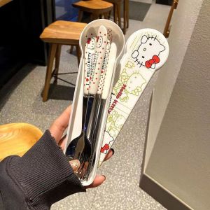 Ins thìa đũa dĩa Bộ ba bộ chi tiết muỗng nĩa và hộp bộ đũa sinh viên hội trường thực phẩm