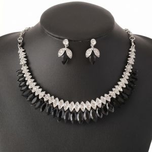 GOXBERK Baroque Womens Jewelry Set Earrings Sparkling Sparkling Rhinestone Jewelry Set Light Luxury Minimalist Wedding Bridal Accessories Wedding Party