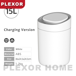 Plexor 9L/15L Smart Motion Sensor Trash Bin with Soft Close Lid Slim Bathroom Trash Can for Narrow Space Plastic Garbage Can rash Bin Waterproof Automatic Trash Bin for Bedroom Living Room Office Kitchen