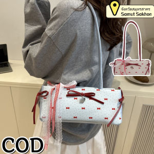 Belfoyer 【สต็อกท้องถิ่น】กระเป๋าไหล่โบว์เฉพาะ กระเป๋าถือผู้หญิง Polka Dot ลูกไม้ลูกไม้หวานลูกไม้ขึ้นถุงแขน