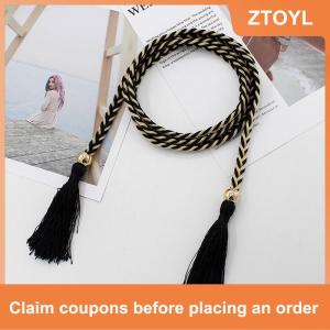 【ZTOYL】 Ladies Fringed Thin Waist Chain Skirt Decor Waist Strap Rope Knotted Mixed Color Braided Female Waist Belt