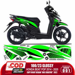 Stiker Striping Honda Beat Pop 2014-2019 Variasi Decal ARS010 Grafis Doff/Glossy
