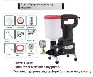 High quality Upgraded version High Pressure Grout Machine Grouting Machine Waterproof Leakage Repair Equipment Water Curing Machine Pure Copper Movement Voltage 220V/power 1100W Water Stop Power Tool Concrete Repair Crack Portable Injection Machine