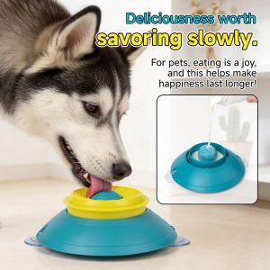 OUTOPEN Non-Slip Base Dog Licking Bowl Anti-Choking Food-Grade Liquid Slow Bowls Funny with Rolling Ball Slow Feeder Dog Bowl Puppy Training