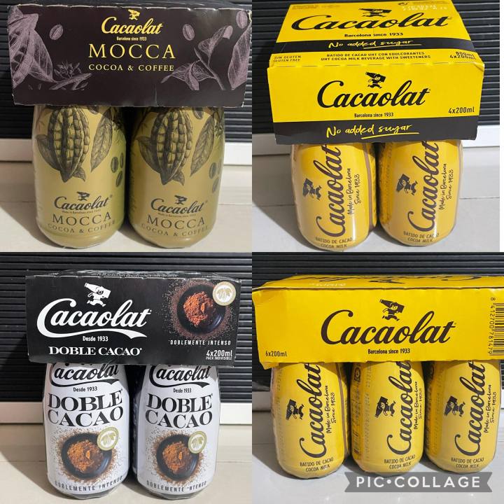 Cacaolat Original Cocoa , No sugar , Doble Cacao , Mocca Pack 0f 4