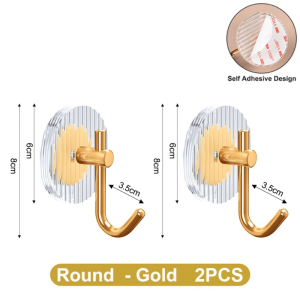 Strong Wall Hook Self Adhesive Hooks Punch-free Sticky Door Wall Hangers Hooks Acrylic Load Bearing Luxury Golden