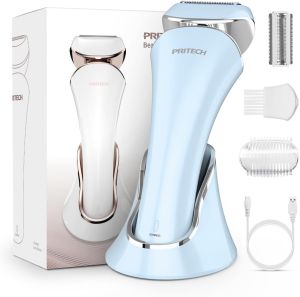 Máy cạo râu điện cho nữ có thể sạc lại dùng được khi khô hoặc ướt máy cạo râu chống nước cho nữ dùng cho chân tay nách vùng bikini và các vùng cơ thể khác kèm một lưỡi dao dự phòng.