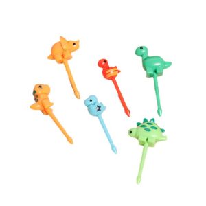 6 Pcs Dinosaur Food Picks for Kids Cartoon Dessert Fruit Forks Toddlers Lunch Bento Box Decor Cute Mini Animal Fruit Picks Accessories for Sandwich Cake Pastry Children Adult Home Party