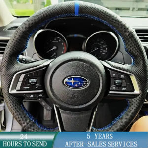 ZZSA Customized Car Steering Wheel Braid Cover Black Hand Sewing Microfiber Leather For Subaru Forester Outback Legacy XV Crosstrek 9R3H1