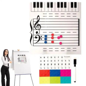 TSEVD Writing Music Score Whiteboard Reusable Erasable ic Music Notes Stickers Lapboard Practice Music Teaching Tool Office Supplies
