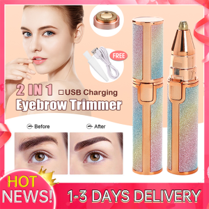 2 IN 1 Electric Eyebrow Trimmer and Shaver Lipstick Eyebrow Hair Remover Painless Lady Shaving Epilator Artifact