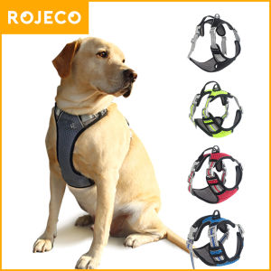 ROJECO Breathable Dog Harness Reflective Dog Vest Harness Pet Leash Harness For Dogs Adjustable Dog Harnesses with Walking Lead