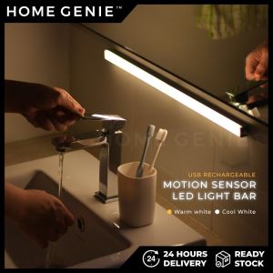 Motion Sensor LED Night Light Bar USB Rechargeable for Cabinet Corridor Bedroom Toilet Kitchen Stairs by Home Genie