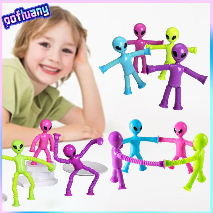 Cartoon Aliens Telescopic Tube Toy with Suction Cup Stress Relief ...