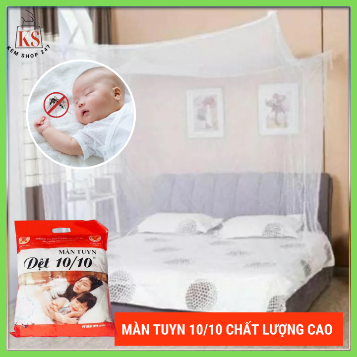 Màn Tuyn/Mùng Chống Muỗi Dệt 10/10 , Màn Trắng Trơn Chân Chỉ Đỏ Cao Cấp ...