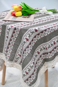 [110*160cm] Khăn trải bàn vải bố VIỀN REN họa tiết giáng sinh phong cách Nhật Bản nhẹ nhàng vintage [T029]