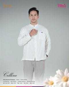 Nibras Sarimbit Celline Baju Koko Pria Bahan Dobby Selina White Lengan Panjang Simpel Terbaru