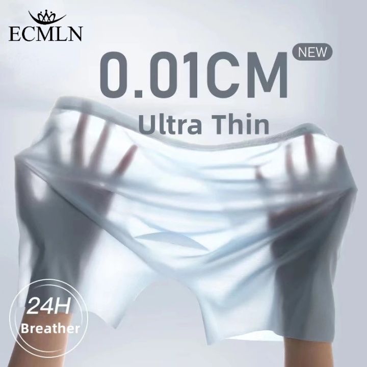 ECMLN Men’s Boxer Shorts Ice Silk Seamless Panties Underwear Male Ultra ...