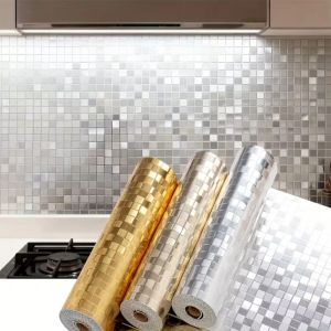 NOBLELUX PVC 3D Wall Sticker Waterproof 40x300cm Self-Adhesive Wallpapers Full Wall Renovation Metallic Texture Wall Paper for Accenting Living Rooms Bathrooms Kitchens