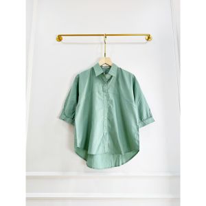 SJM KEMEJA KYORA 100% KATUN POPLIN IMPORT HKK LENGAN PENDEK GAYA KASUAL WANITA DEPAN PENDEK 8179