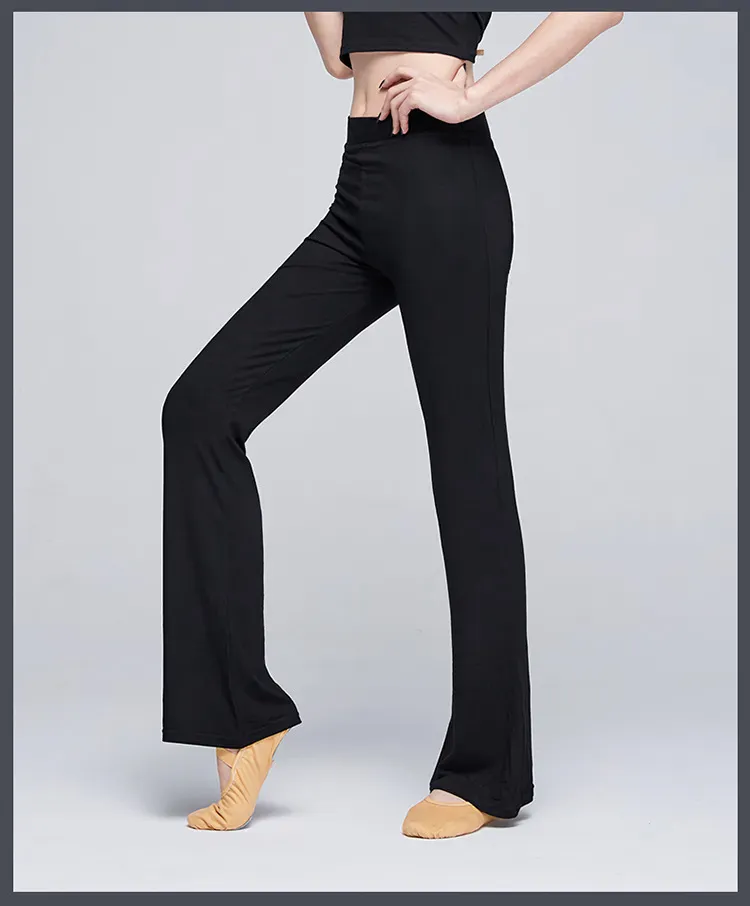 Ballet Dance Pants for Women Girls Modal Flare Long Trousers High Waist  Fitness Black Gymnastics Flare Trousers Bell-bottoms