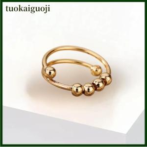 tuokaiguoji ห่วงร้อยลูกปัดสำหรับผู้หญิงห่วงนิ้วแบบปรับได้ทำจากสเตนเลสสตีลหมุนได้อย่างอิสระของขวัญเครื่องประดับป้องกันความเครียด