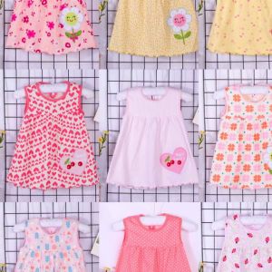 elegantstunning Cute Cartoon Newborn Baby Printing Sleeveless Dress Casual Round Neck Skirt