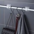 12/6pcs Self Adhesive Rail Hooks Nail-Free Curtain Clamp Rods Clips Hook Adjustable Shower Household Storage Hanging Stick Rack Holder. 