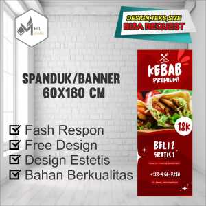 Spanduk Baner 60x100 Cm Kebab Premium Free Custom Design