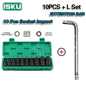 ISKU TOOLS Special ISKU Mata Socket Extention Impact 10pcs Gagang Sock L Panjang Impact Socket 10pcs
