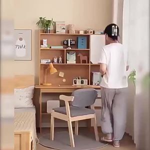 Space Saving L-Shaped Solid Wood Desk Corner Computer Table with Storage Shelf WFH Office Setup