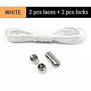 【Free 2 Silver Buckles】DIDI 105CM Lock Shoelaces No Tie Shoelaces Metal Capsule Laces Lazy Shoelace Accessries