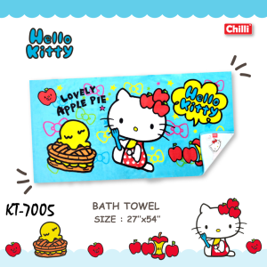 ผ้าขนหนู ขนาด 27x54 นิ้ว Hello Kitty KT-7005 พิมพ์ลายลิขสิทธิ์แท้ ผ้าCotton100% ยี่ห้อ JHC (Chilli)   No.9098