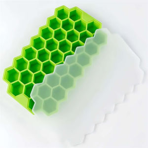 37 Cell Honeycomb Shape Silicone Ice Cube Molder With Lid Diy Ice Jelly Mold Silicone Molds For Fruit Ice Chocolate And Soft Candy