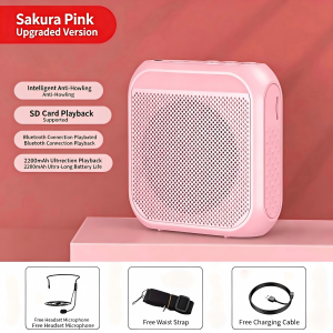 Portable Voice Amplifier Megaphone Booster with Wired Microphone Waistband Speaker Rechargeable Mini