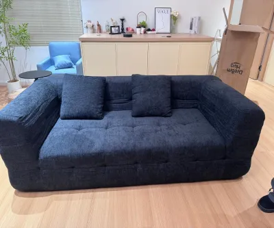 LINSY โซฟาฝรั่งเศส Chenille Cloud Compression Sofa Bed 2 ใน 1 ที่นั่งม้วนแพ็คจัดส่งนุ่มทนสกปรกถอดออกได้